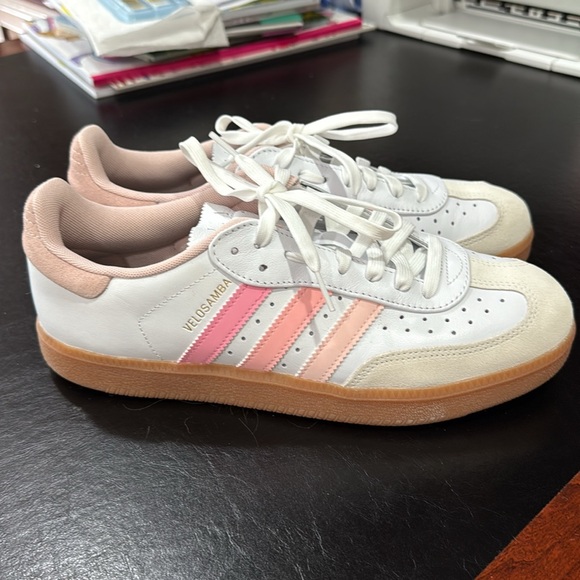 adidas | Shoes | Adidas Velosamba Shoes Cloud White Sandy Pink Gold Sz9 ...
